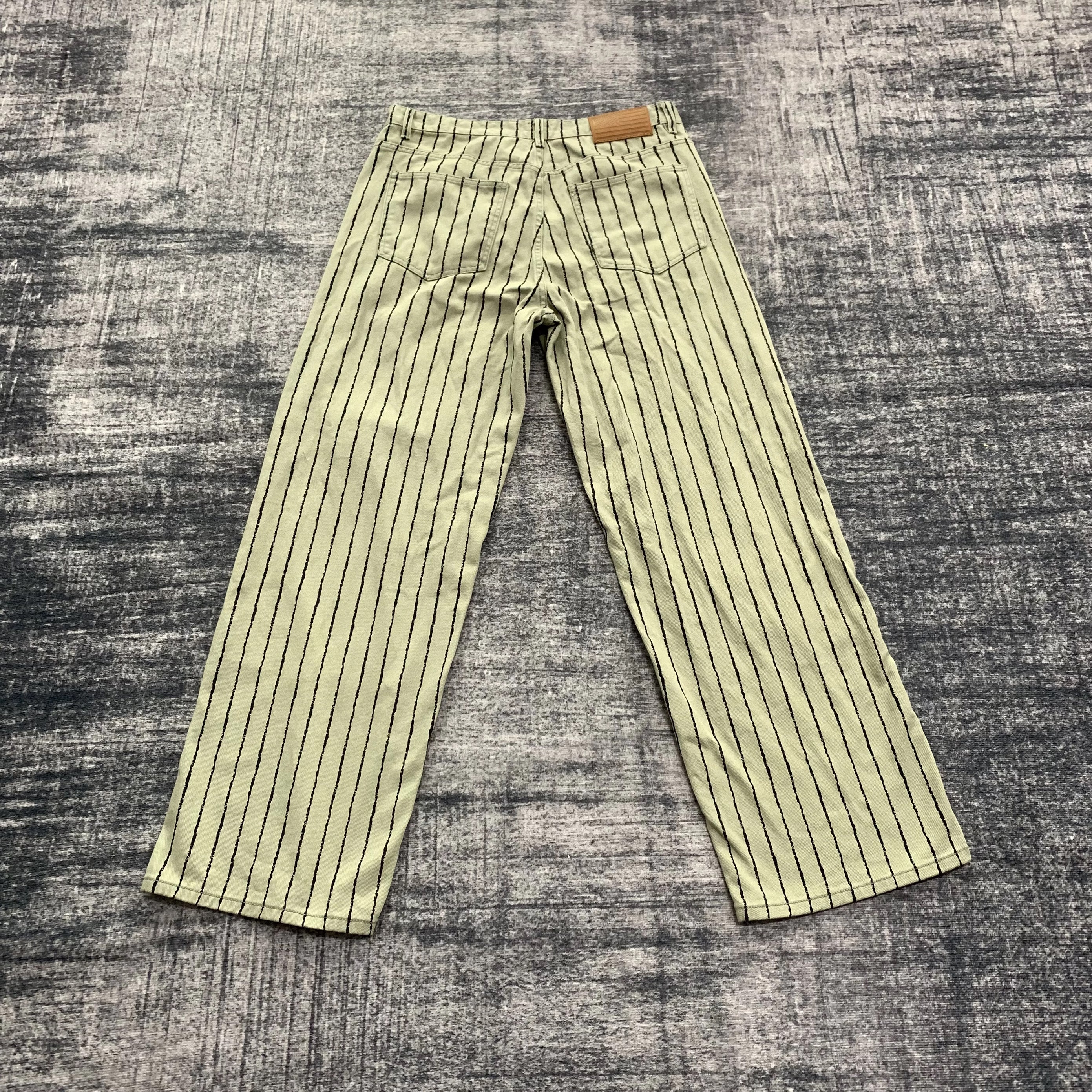 Double knee pinstriped matcha carpenter denim