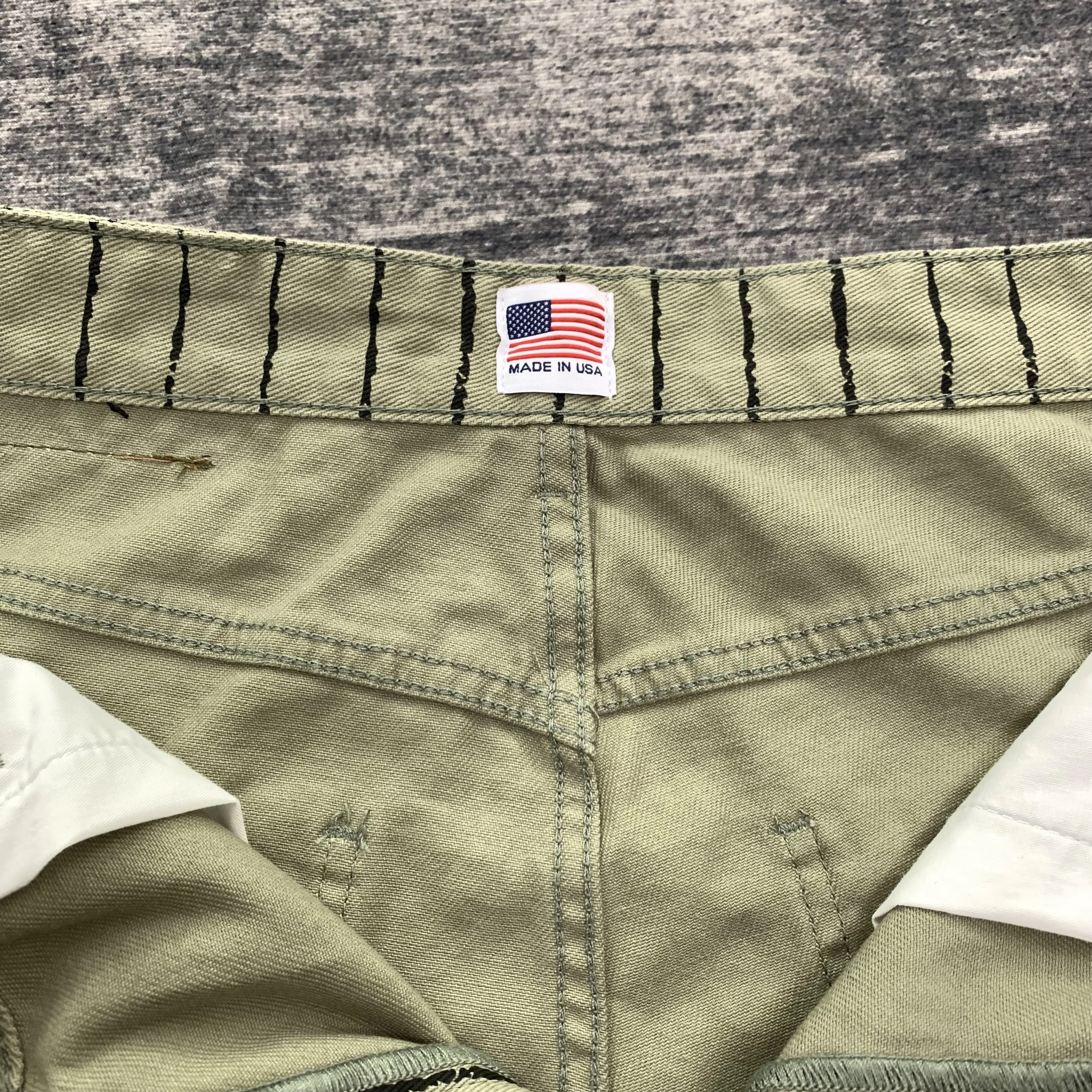 Double knee pinstriped matcha carpenter denim