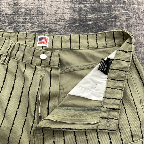 Double knee pinstriped matcha carpenter denim